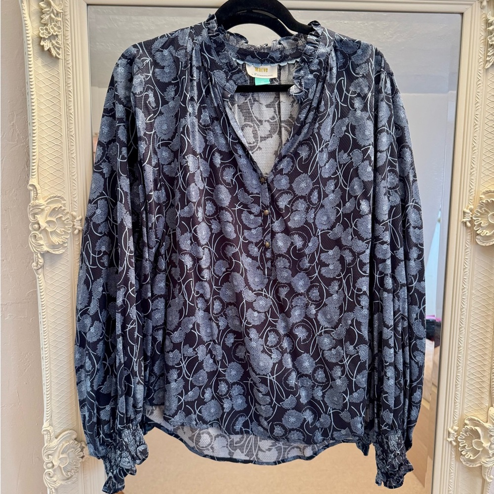 Blue and white blouse